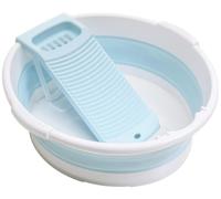 Bassine pliable avec planche à laver intégrée, 15 litres, bleue