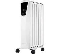 Bastilipo Fenix 2-2000 - Radiateur à huile - 2000 W Puissance - Écran LED tactile - 3 niveaux de puissance - Effet Cheminée - 9 éléments, blanc