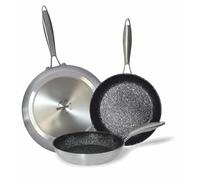 Bastilipo - Poêle en Fonte d'aluminium 24 cm, antiadhésive en Pierre, Full Induction, Titanium Pro 24 cm, Argent