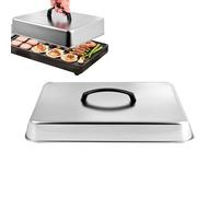 Basting Cover, Stainless Steel Rectangular Grill Lid, Kitchen Cooking Accessory, Heat-Resistant Handle, Outdoor Barbecue, Grilling Cover for Meat, Vegetables, Eggs, Fish, BBQ, Oven, Stove, Chef Tools