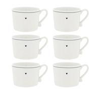 Bastion Collections Lot de 6 tasses Heart & Line blanches avec cœur noir 300 ml