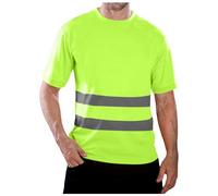 Bastwahl Tee Shirt Fluo Homme Protection Sécurité Visibilité À Manches Courtes Bande Réfléchissant Haute T-Shirt Léger Fluo Séchage Rapide Polo Avertissement Col Rond Vêtements Chemise Bicolore