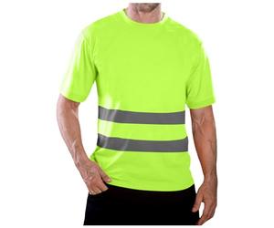 Bastwahl Tee Shirt Fluo Homme Protection Sécurité Visibilité À Manches Courtes Bande Réfléchissant Haute T-Shirt Léger Fluo Séchage Rapide Polo Avertissement Col Rond Vêtements Chemise Bicolore