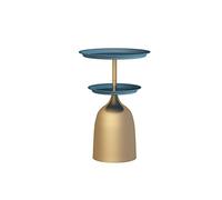 BASXDRFXZ Tables D'appoint Table d'appoint Ronde Moderne Double Couche en Fer forgé Plateau Petite Basse Salon canapé d'angle Chambre de Chevet