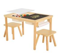 Bateso Table sensorielle multifonctionnelle avec 2 chaises, Rouleau de Papier, Tableau Double Face et bacs de Rangement Pliables pour Table de Sable et Table d'eau, pour l'intérieur et l'extérieur.