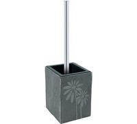 Batex ensemble brosse WC JURA | ardoise naturelle avec motif floral | brosse WC gris anthracite | manche chrome brillant