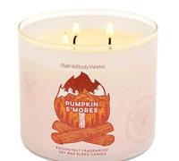 Bath & Body Works Pumpkin S'Mores Bougie parfumée à 3 mèches en pot de 411,1 g, parfum guimauve, chocolat, citrouille, mélange de cire de soja et de paraffine avec couvercle décoratif
