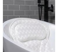 Bath Haven Coussin Ergonomique de Baignoire pour Le Cou, la tête et Les épaules Escapade de Luxe Chevron Gris