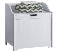 Bath Vida Priano Armoire à Linge de Salle de Bain avec Panier en Bois Blanc