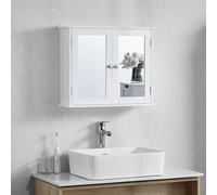 Bath Vida Priano Armoire de Salle de Bain à Double Porte avec Miroir, Armoire de Rangement Murale, Blanc