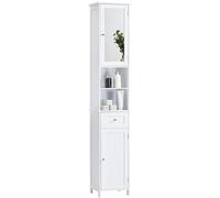 Bath Vida Priano Armoire de Salle de Bain avec Miroir, Bois d'ingénierie, Blanc, H 190 x W 40 x D 30 cm