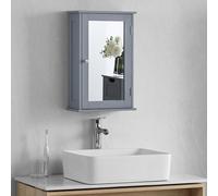 Bath Vida Priano Armoire de Salle de Bain avec Porte Miroir à Fixation Murale, Gris