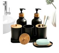 Bathroom Accessories Set , 2 Pieces Conditioner Bottle with 2 Cotton Swab | Soap Box with Toothbrush Cup and Tray for Bathroom Kitchen Countertop Shelf Vanity Dorm