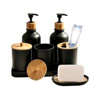 Bathroom Set - 2 Pieces Conditioner Bottle with 2 Cotton Swab Jars | Soap Dish with Toothbrush Cup and Tray for Bathroom Countertop Shelf Vanity Dorm