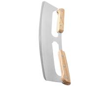 BATHVEVE 1pièce Couteau à Pizza Inox à Double Manche Bois Outil de Découpe Pâte et Pizza Trancheur et Sûr pour Tranches Nettes