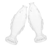 BATHVEVE 2 Pièces Vase en Verre Poisson Petit Vase en Verre pour Fleurs Style Vintage Embossé Décoration DIY Décoration de Table