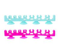 BATHVEVE 2pièces Porte-pinceaux Maquillage Silicone avec Aspiration Étanche pour Sèche-pinceaux et Rangement Cosmétique Vert et Rose