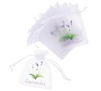 BATHVEVE 50 Sachets de Lavande en Tissu Gaufré Blanc Fermeture à Cordon, Paquet en Maille Respirante pour Rangement Polyvalent et Parfum Naturel, pour Armoires