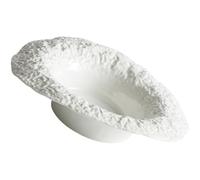 BATHVEVE Assiette à Pâtes Surface Lisse et Polissage Miroir en Céramique Blanche Forme Chapeau de Paille pour Steaks et Desserts Maison Restaurant
