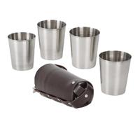 BATHVEVE Flasque Facile à Ranger 70ml Portable en Acier Inoxydable Gobelet en Métal et Étui en Cuir Whisky et Bar en Extérieur