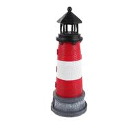 BATHVEVE Lampe Solaire de Jardin Phare Décorative Rouge en Résine, Résistante aux Uv, Design Facile à Installer pour Paysage de Jardin et Allée Extérieure