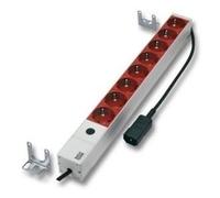 bâti de prises 19" 1U 8 x contact de protection (rouge) avec câble d'alimentation IEC C1 Fabricant : Bachmann (691698)