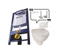 PROMO4 AUTO Bâti-support en applique avec cuvette WC suspendue courte Rimfree et abattant soft-close