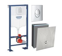 Bati support GROHE Solido + plaque de déclenchement Chromé + habillage et revêtement WEDI I-Board Top Stone gris