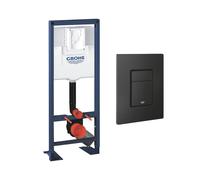 Bâti-support largeur réduite GROHE Rapid SL avec plaque commande Even noir mat