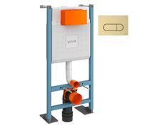 Bâti-support VitrA V-Fix Core auto-portant + Plaque Root Round Or brossée