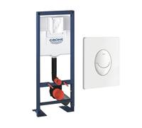 Bâti-support WC autoportant GROHE Rapid SL largeur réduite avec plaque de commande Skate Air verticale blanc alpin