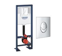 Bâti-support WC autoportant GROHE Rapid SL largeur réduite avec plaque de commande Skate Air verticale chromée