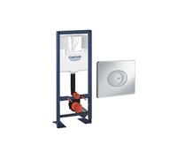Bâti-support WC autoportant Rapid SL largeur réduite avec plaque de commande Skate Air horizontale chromée