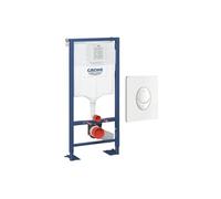 Bâti-support WC autoportant Solido avec plaque de commande Skate Air blanche