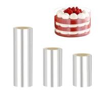 BATINO 3 Rouleaux Rhodoid Patisserie, Rodoide Transparent Patisserie 8cm/10cm/15cmx10m, Rhodoïde Feuille, Transparent Patisserie Film Bordure Gâteau Réutilisable en Acétate pour Entourer Les Gâteaux