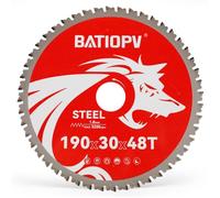 BATIOPV Lame de Scie Circulaire 190 x 30 mm - Idéale pour le métal (acier doux, fer, aluminium, tubes) 48 dents - Disque scie circulaire 190 Compatible Bosch, Makita, Einhell