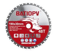 BATIOPV Lame de Scie Circulaire 190 x 30 mm - Parfaite pour le métal (acier doux, fer, aluminium, tubes) 48 dents - Disque compatible Bosch, Makita, Einhell
