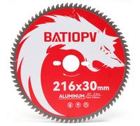 BATIOPV Lame de scie circulaire 216 x 30 mm, 80 dents pour aluminium et métaux non ferreux - Lame TCG au carbure pour scie à onglet et scie sur table - Compatible Bosch, Makita, Metabo & autres