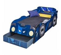 Batman Batmobile - Lit lumineux pour enfants avec rangement, pour matelas 140cm x 70cm