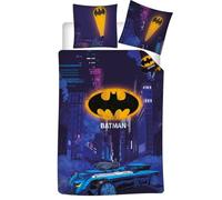 Parure de Lit Enfant - BATMAN - Modèle Batmobile - Housse de Couette 140x200 cm - Taie 65x65 cm - Réversible