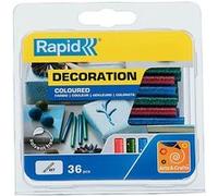 Rapid Bâtons de colle pailletés Ø7 x 90 mm – 36 pièces Rouge/Vert/Bleu – Blister
