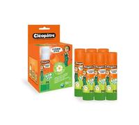 CLEOPATRE - Boîte de 6 bâtons de colle VÉGÉTALE en 21 gr - Naturel Sans Solvant - Idéal pour Écoles, Papeterie, Bureau, Fournitures Scolaires
