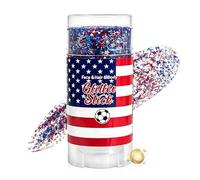 Bâton pailleté rouge, blanc et bleu 250. Drapeau américain étincelant | Bâton pailleté pour cheveux pour défilés, fêtes, festivals, yeux, joues, cheveux, épaules