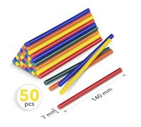 Bâtonnets de colle chaude - TROTEC - Multicolore - 50 pièces - Ø 7 mm - Séchage rapide