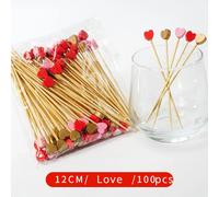 Bâtonnets de fruits en forme de cœur rouge, 50/100 pièces/ensemble, bâtons de bambou jetables, fournitures de fête de saint-valentin, décor de mariage, de réception nuptiale, d'anniversaire green