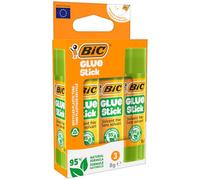 Bâtons de colle BIC 8 g, formule composée à 95 % d’ingrédients naturels en tube rotatif pour les travaux manuels - Pack de 3, Assortis