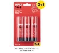APLI 20457-3 bâtons de colle 21 g (2+1) - Colle stick propre et facile à appliquer - Papier, carton, photos