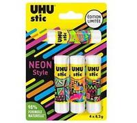 Colle - UHU - Stic - Lot de 4 stics de 8,2g - Colle sans solvant - 98% d'ingrédients naturels