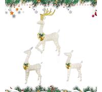 Bâtons de décoration de Noël - 46 x 21 x 1 cm - Renne lumineux à LED - 3 pièces - Pour l'extérieur - Construction en fer résistant aux intempéries - Mot-clé à queue longue - Décoration de pelouse