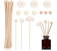 Bâtons de Diffuseur de Roseaux, 50 Pcs Batonnets Diffuseur Parfum, Batons Diffuseur d'Arôme avec Boules Fleurs, 20 cm x 3 mm